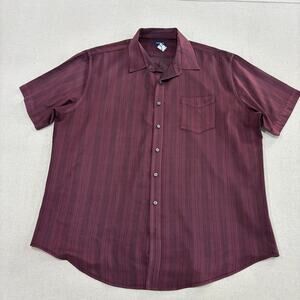 Croft & Barrow XXL 2XL Button Down Short Sleeve Shirt Mens Maroon Y2K 90's VTG